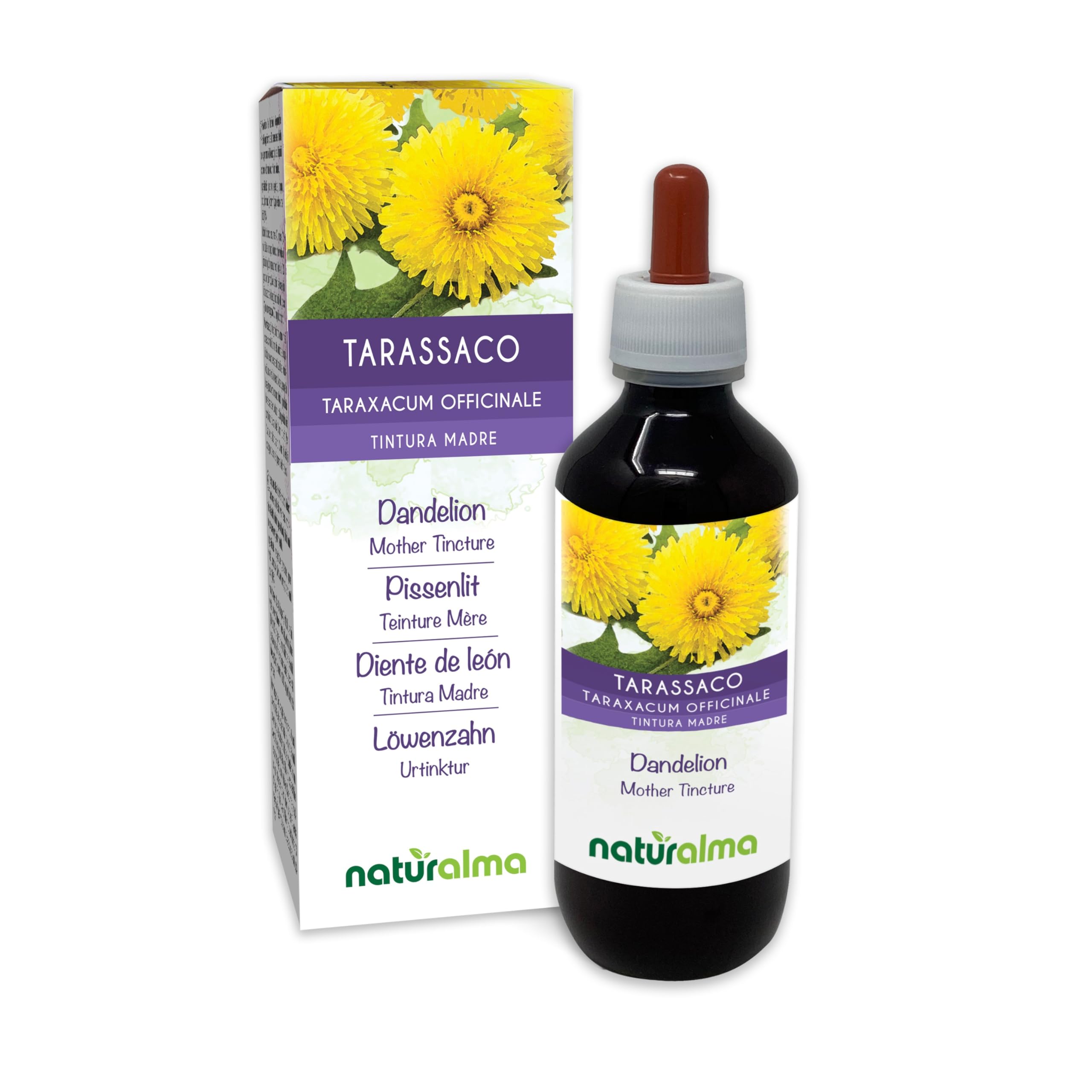 Dandelion (Taraxacum officinale) Roots and Leaves Alcohol-Free Mother Tincture Naturalma - Liquid Extract Drops 200 ml - Food Supplement - Vegan
