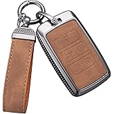 YO&YOYE for Key Fob Cover with Keychain Leather Key Case Protector Compatible with Vogue Range Discovery Rover Sport (Model2, Brown)