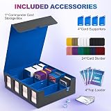 UAONO Trading Card Storage Box 2400+ MTG Deck Box 4 Top Loader Black Blue view 3