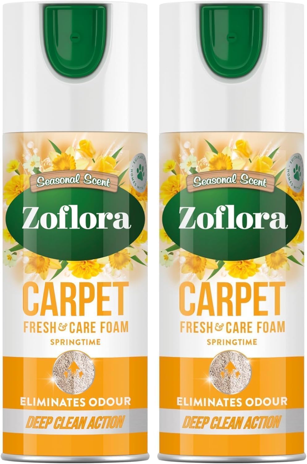Zoflora Springtime Carpet Foam 2 x 400ml Carpet Cleaner Stain Remover