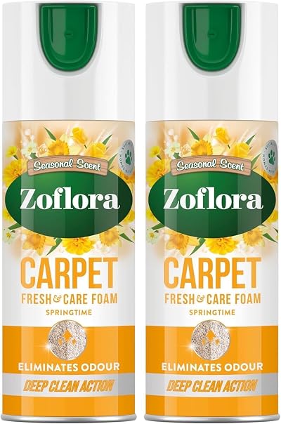 Zoflora Springtime Carpet Foam 2 x 400ml Carpet Cleaner Stain Remover