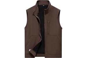 VtuAOL Men's Lightweight Softshell Vest Outdoor Quilted Vest Sleeveless Jacket for Travel Hiking Golf