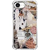 hendicow Case for iPhone 16e with Aesthetic Beige Desgin,Spiritual Hippie Quotes Collage,Clear Soft TPU Protective Case,6.1"(Beige,16e)