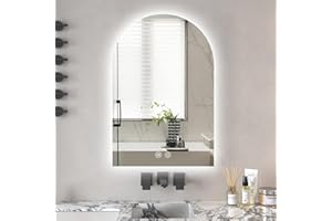 Niccy Arched LED Bathroom Mirror, 36x24 Inch Arch Frameless Backlit Mirror for Wall Arched Lighted Vanity Mirror Defogger and 3 Color, Explosion-Proof, HD Glass and IP65 Waterproof