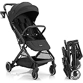 Gromast Compact Fold Baby Stroller, Lightweight Travel Toddler Stroller with One-Click Fold, Extendable UPF50+ Canopy, Cup Ho