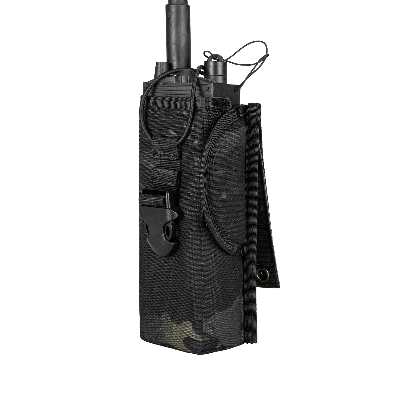 EXCELLENT ELITE SPANKER Tactical Molle Radio Pouch Holder Adjustable Military Walkie Talkie Holder for Backpack Belt Vest (Multicam-Black)