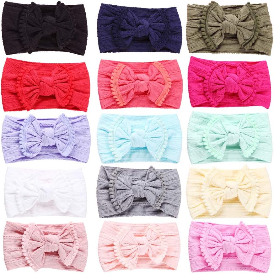 Nylon Topknot Headband Round Bun Head Wrap Soft Turban for Baby Pack of 12pcs