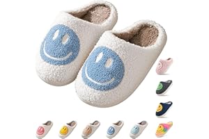 SOOFYLIA Cute Smile Face Slippers for Kids Girls Boys,Soft Plush Happy Face Slippers Non-Slip Toddler Warm House Slippers Little Kids Cartoon Smile Slippers Indoor Outdoor