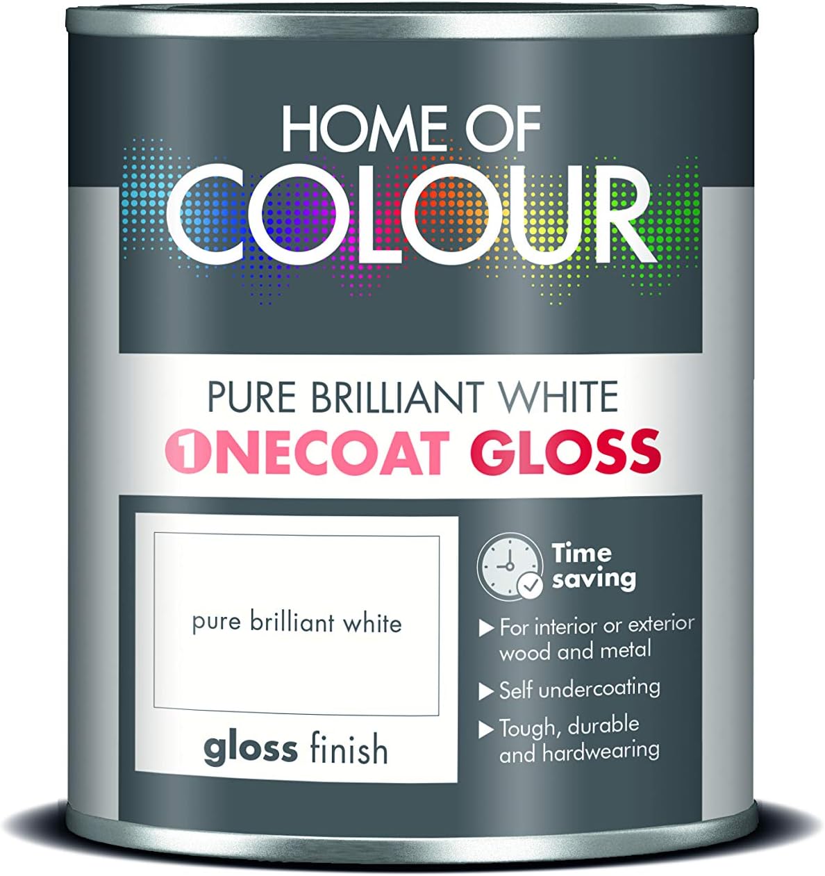 HOME OF COLOUR 309617 One Coat Gloss, Pure Brilliant White, 750ml