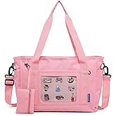 Canvas Tote Ita Bag Luggage Bag Shoulder Bag Kawaii Purses and Handbags with Pin Display for Mens Womens