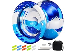 WABESMANIS X8 Finger Spin Yoyo Professional Responsive Yoyo for Kids 8-12 or Above, Pro Unresponsive Trick Yoyo for Intermediate Advanced, Dual Purpose Alloy Yoyo + 10 Yoyo Strings + Storage Case + Bearing Kit