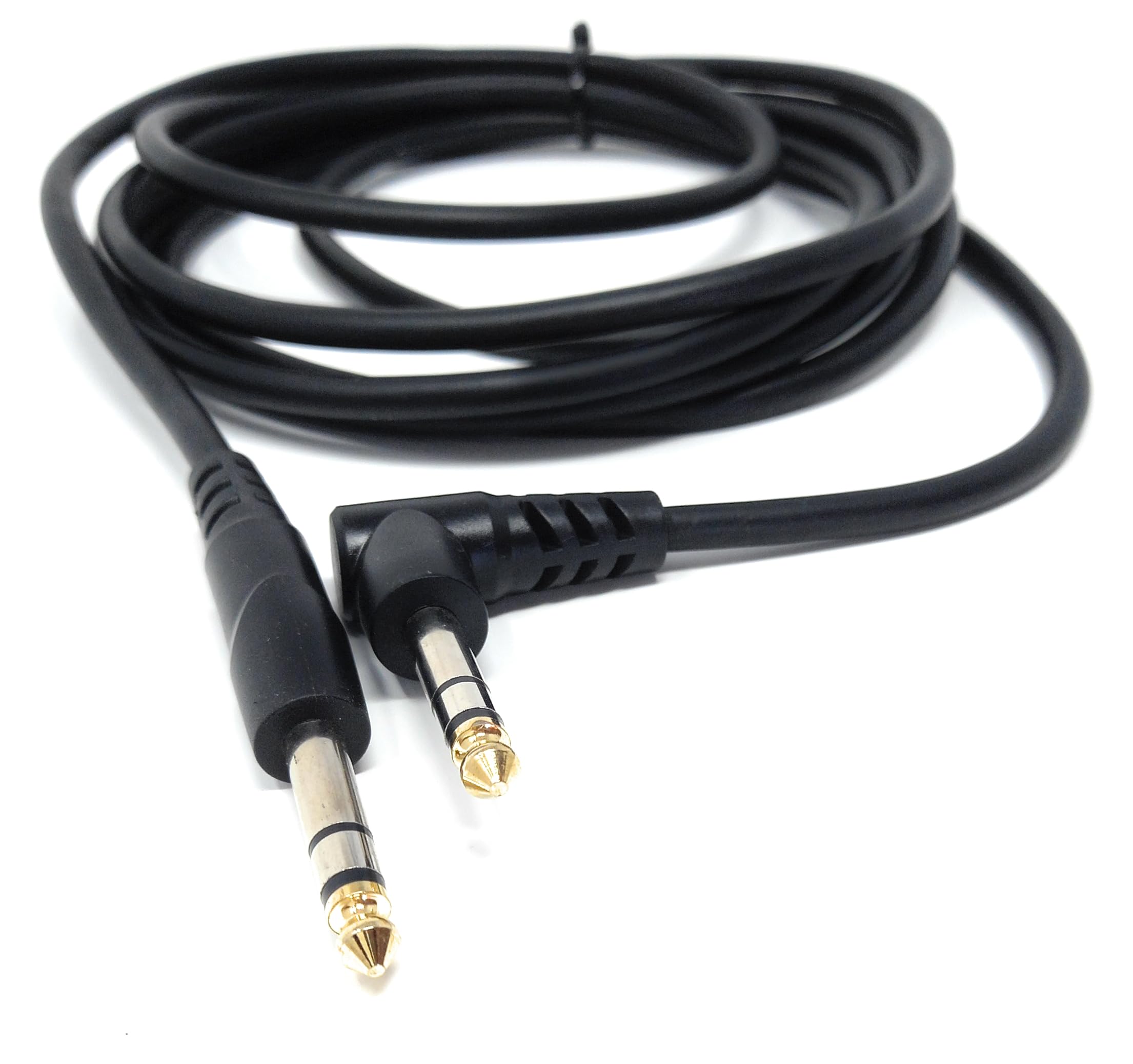 DRUT 3m 6.35mm 1/4" Stereo TRS Male Jack to Right Angled Male Jack, Audio, Music Instrument, Flexible Cable Lead 10ft