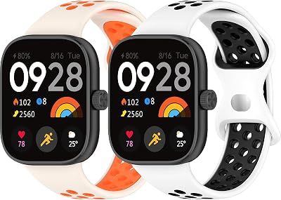 Silikon Armband für Xiaomi Smart Band 10 Pro/9 Pro/8 Pro, Uhrarmband Weich Atmungsaktiv Sport Ersatzarmband für Xiaomi Redmi Watch 6/5/4 - Sternenlicht Orange + Schwarz Weiß