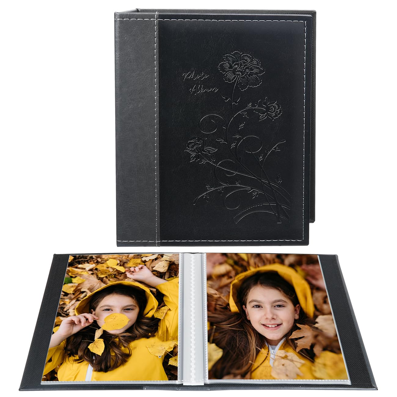 Miaikoe Small Photo Album 6x4 2 Packs, Each Pack Holds 50 Vertical Pictures, Slip in Top Loading Photo Albums Only 10x15cm for Artwork or Postcards Storage (Black) — image 1