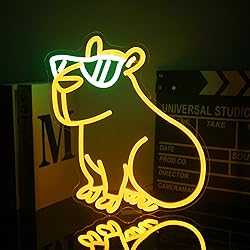 Cool Capybara Neon Sign Cute Animal with Glasses