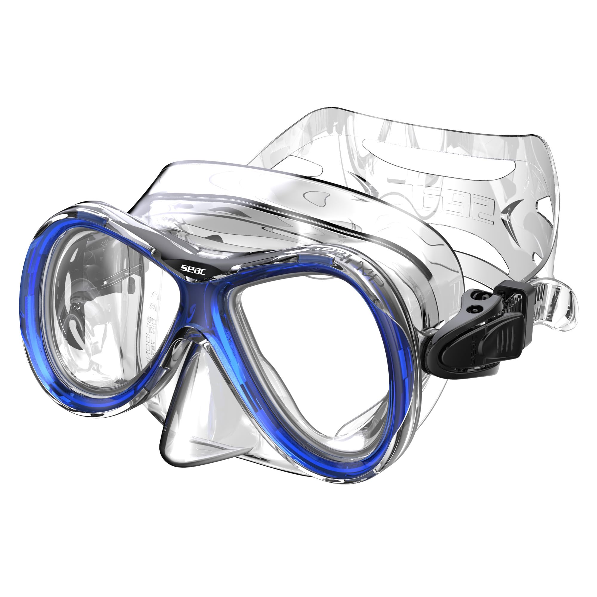 Seac Capri SLT, Snorkelling Mask for Adults and Kids, 2 Sizes, Ideal for Snorkelling in Phthalate-free Hypoallergenic Polymer, transparent/blue, narrow