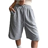 SHENHE Women's Sweat Shorts Drawstring Casual Workout Lounge Loose Bermuda Shorts