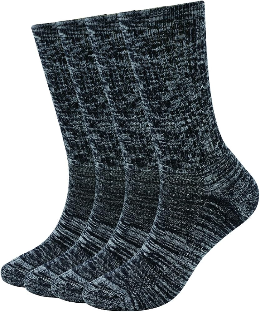Enerwear-Coolmax 4 Pack Women's Merino Wool Outdoor Hiking Trail Crew Sock (US Shoe Size 4-10, Black/Grey/Multi) at  Women’s Clothing store