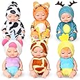 Leitee 6 Pcs 4 Inch Mini Baby Dolls Bulk Little Baby Dolls Mini Lifelike Realistic Baby Dolls with Animal Clothes Tiny Babies Gifts Cute Small Baby Dolls for Toddlers Kids Birthday Baby Shower