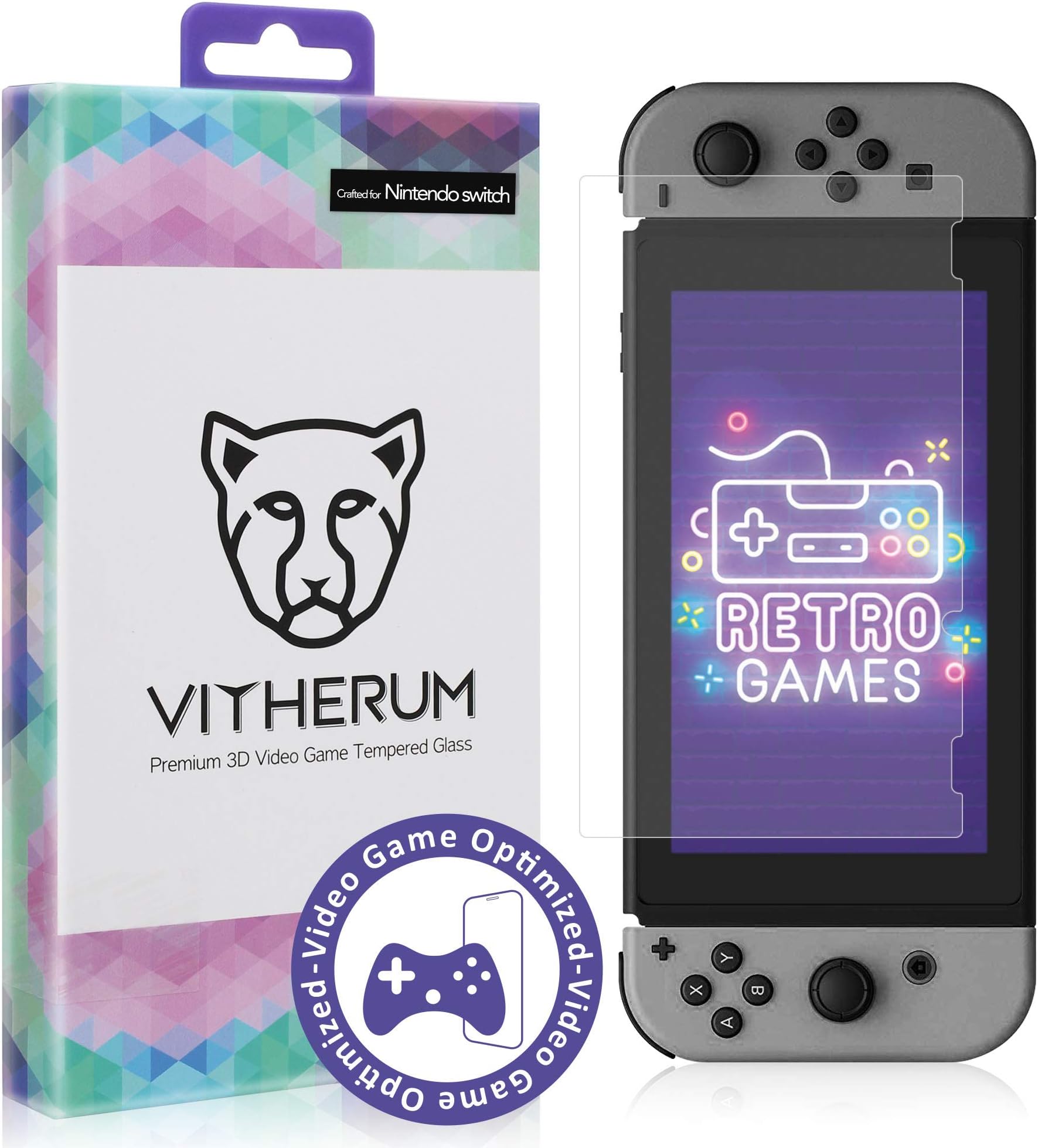 Vitherum Opal - Premium 2.5D Videogame Tempered Glass for Nintendo Switch -