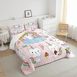 Feelyou Unicorn Cat Bedding Set Cartoon Unicorn