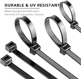 Beeway 300mm Cable Ties 4.6mm Black 250 Pack Self-Locking Nylon Zip Ties view 2