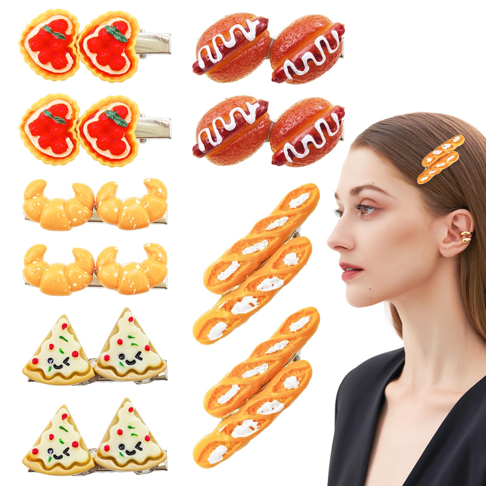 Photo 1 of 10 PACK Mini Food Hair Clips, Simulation Pattern Funny Hair Accessories