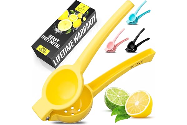 Zulay Kitchen Metal Lemon Squeezer - Handheld Lemon and Orange Squeezer - Easy to Use Citrus Juicer - Manual Hand Press for E