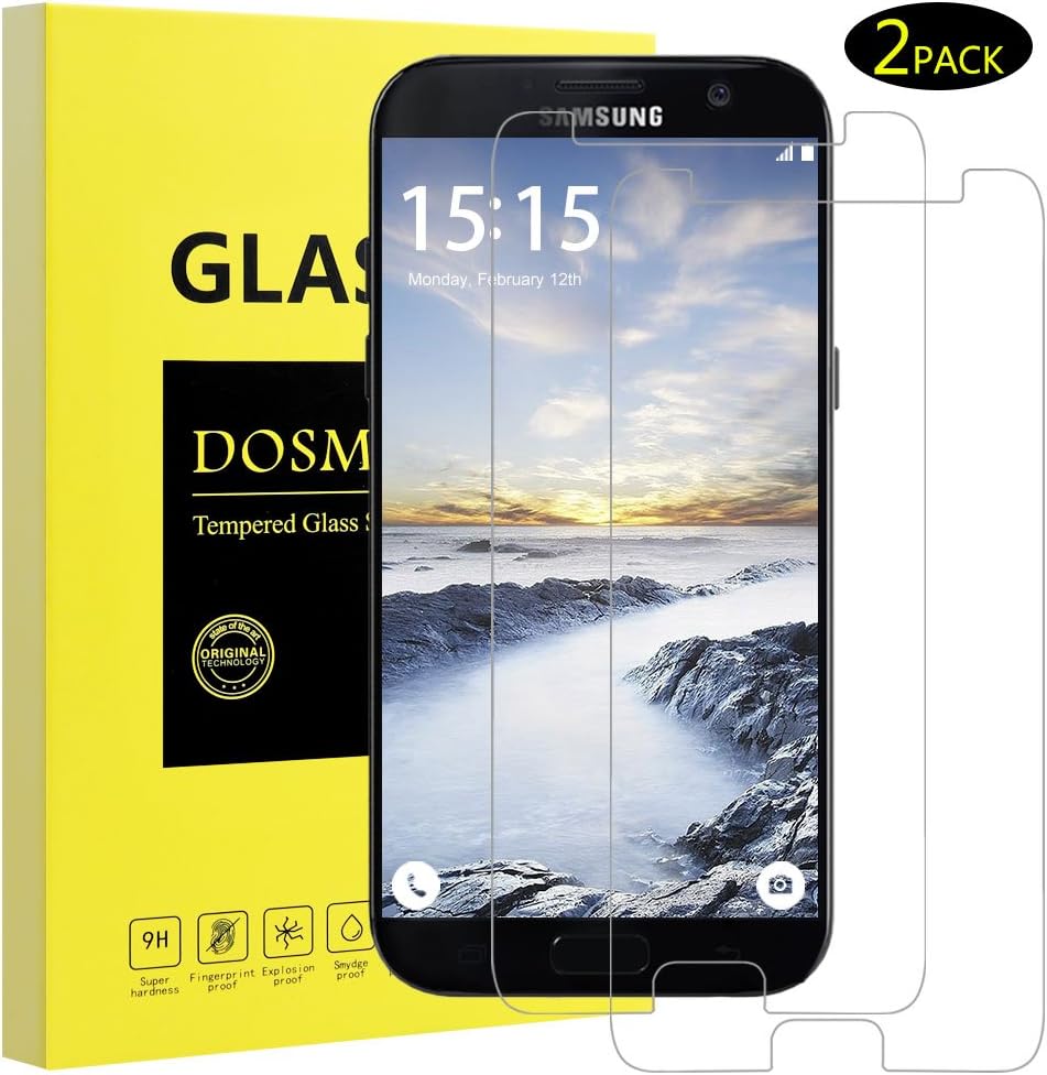 Screen Protector for Samsung Galaxy A5 2017- 2 Pack DOSMUNG Tempered Glass Screen Protector Anti-Dust Protection, Extra Strong Film, Transparent, Waterproof, without Bubbles for Samsung A5 2017