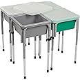ECR4Kids 4-Station Sand and Water Adjustable Play Table, Sensory Bins, Grey/Emerald
