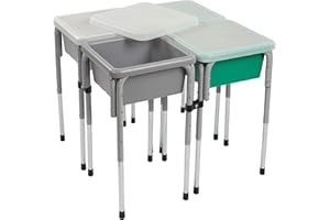 ECR4Kids 4-Station Sand and Water Adjustable Play Table, Sensory Bins, Grey/Emerald