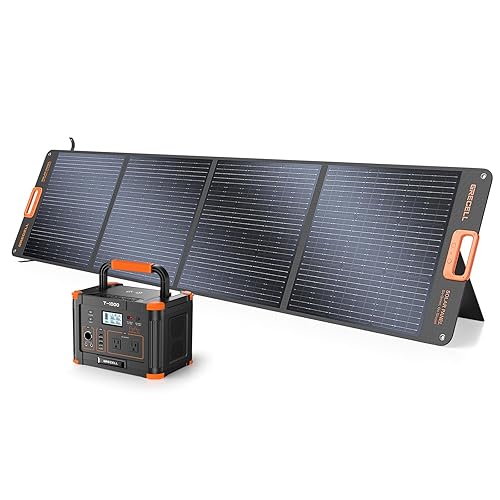 Portable Power Station 1000W with Solar Panel 200W, GRECELL 999Wh
