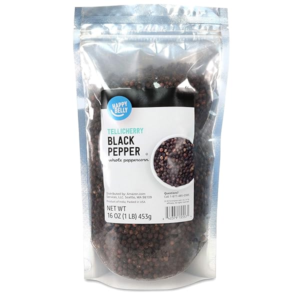 AMAZON GROCERY, TELLICHERRY WHOLE BLACK PEPPERCORN, 16 OZ