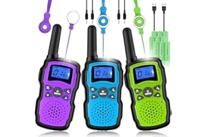 Wishouse Walkie Talkies for Kids Adult Long Range Rechargeable 3 Pack,Boy Wearable Walky Talky Set 2 Way Radio with USB Charger Battery,Camping Games Toy Birthday Xmas Gift for Girl Children Family
