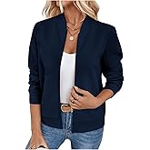 Verdusa Women's Zip Up Bomber Jacket Casual Long Sleeve Textured Lightweight Coat Business Casual Outfits Spring Fall Clothes