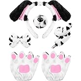 Syhood Puppy Dog Costume Set Kids Dog Ears Headband Bowtie Nose Tail Paw Gloves Puppy Costume Accessories for Carnival