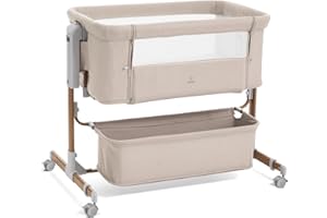 LOVLITOD BABY 3 in 1 Baby Bassinet, Rocking Bassinet, Bedside Bassinet, 6-Height Adjustable, Bassinet Bedside Sleeper, Bedside Bassient for Baby with Comfy Mattress, Breathable Mesh, Large Storage Basket