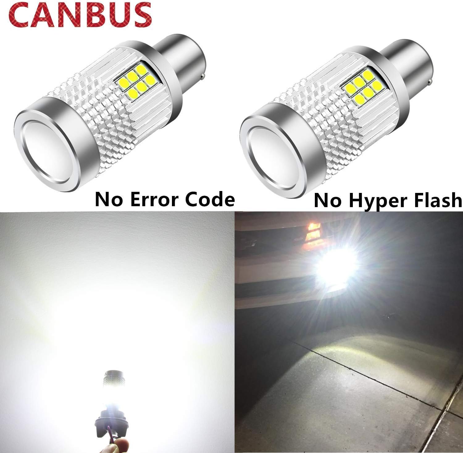 Alla Lighting Brightest CANBUS BAU15S 7507 LED Bulbs 3000Lm High Power 3030 30-SMD 12V LED 7507 Bulb 12V 21W PY21W 12496 7507 LED Turn Signal Light Bulbs, 6000K Xenon White (Set of 2)