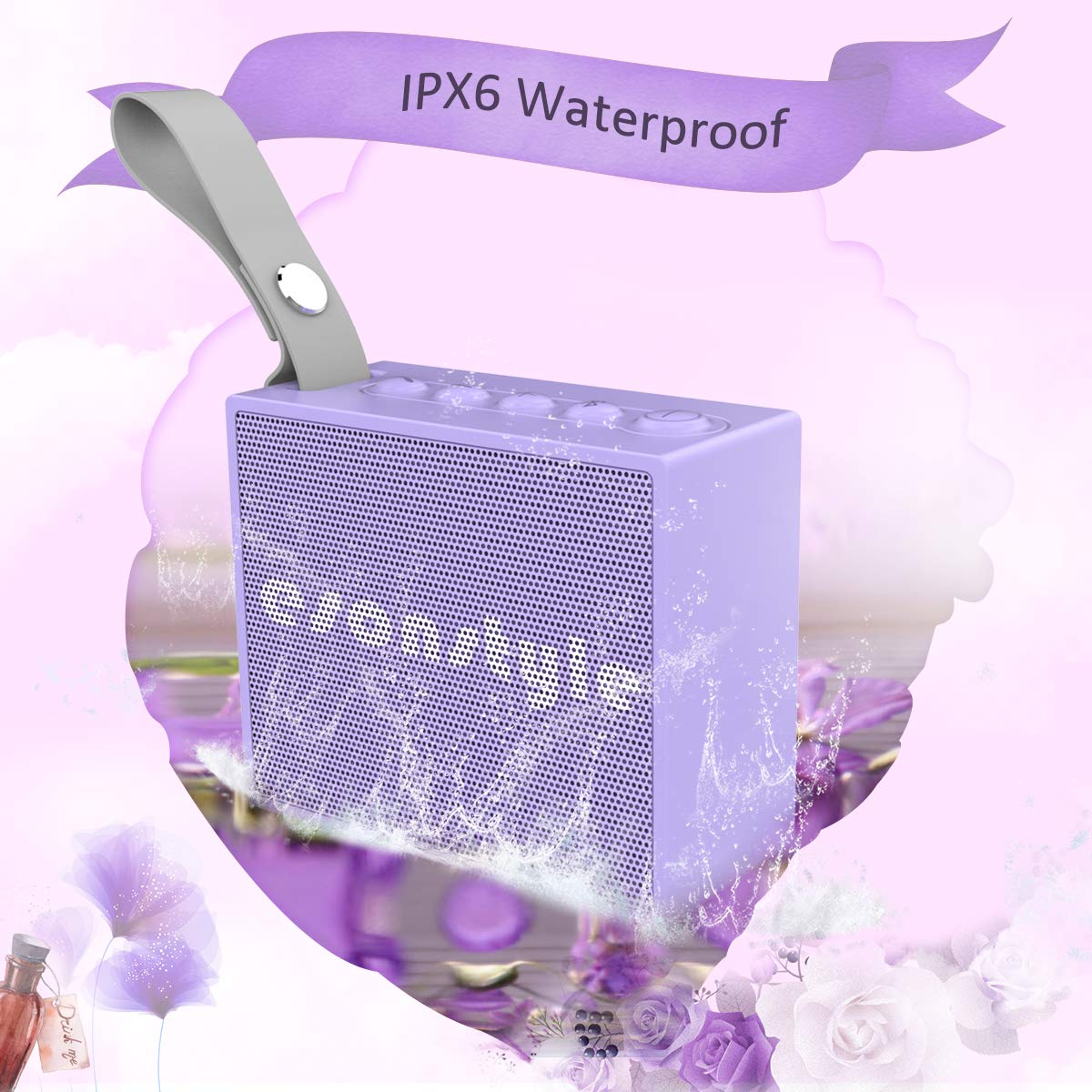 Esonstyle Waterproof IPX6 Portable Bluetooth Speaker 5W Drive Built-in Mircophone for iPhone iPod ipad All Bluetooth Devices