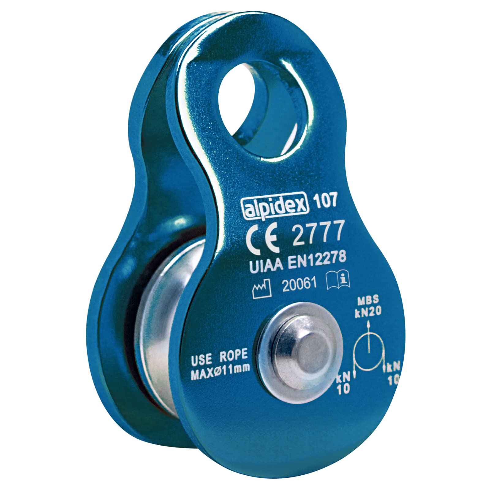 ALPIDEX Mobile Pulley 20 kN | Mobile Pulley | Pulley block | Standard EN12278 | Lifting System | Ropes up to 11 mm Diameter | Rope Hoist | Cable Roller Pully, Colour:blue