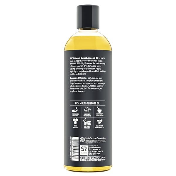 SPORTS RESEARCH SWEET ALMOND MULTI-PURPOSE OIL, 16 FL OZ (473 ML), UNSCENTED, UNISEX-ALL, ALL AGES