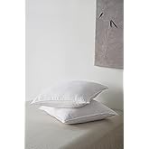 AORISSI 100% French Linen Euro Shams 26x26 Inches Square Pillow Cover Pillow Cases Pack of 2 with Envelope Closure, Stone Washed Soft Durable Breathable(White, 26''x26'')