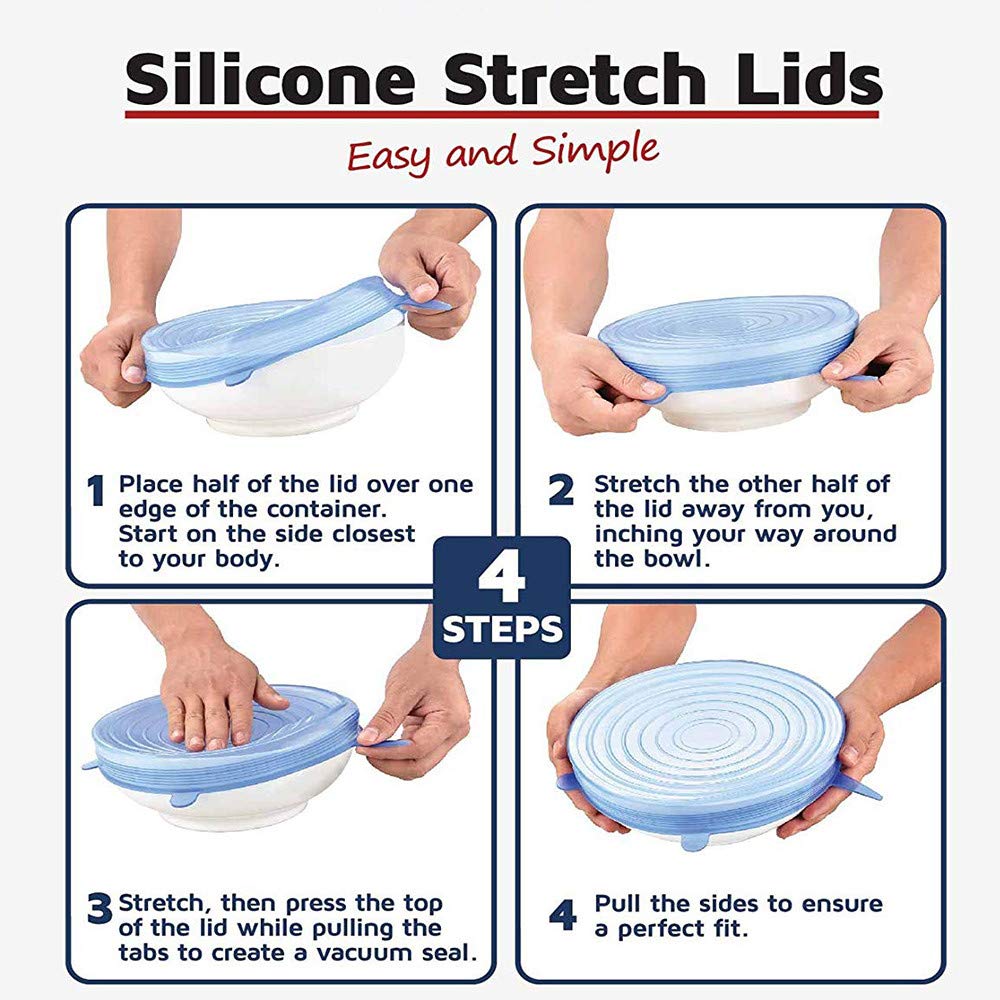 Kimmyer 6-Pack Silicona Stretch Tapas-tazón Cubre Alimentos ...