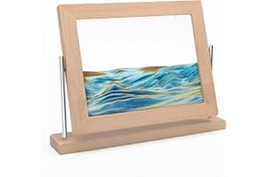 Coitak Moving Sand Art Picture, Dynamic Sand Picture, Desktop Moving Sand Art for Home Decor and Office, blue gold