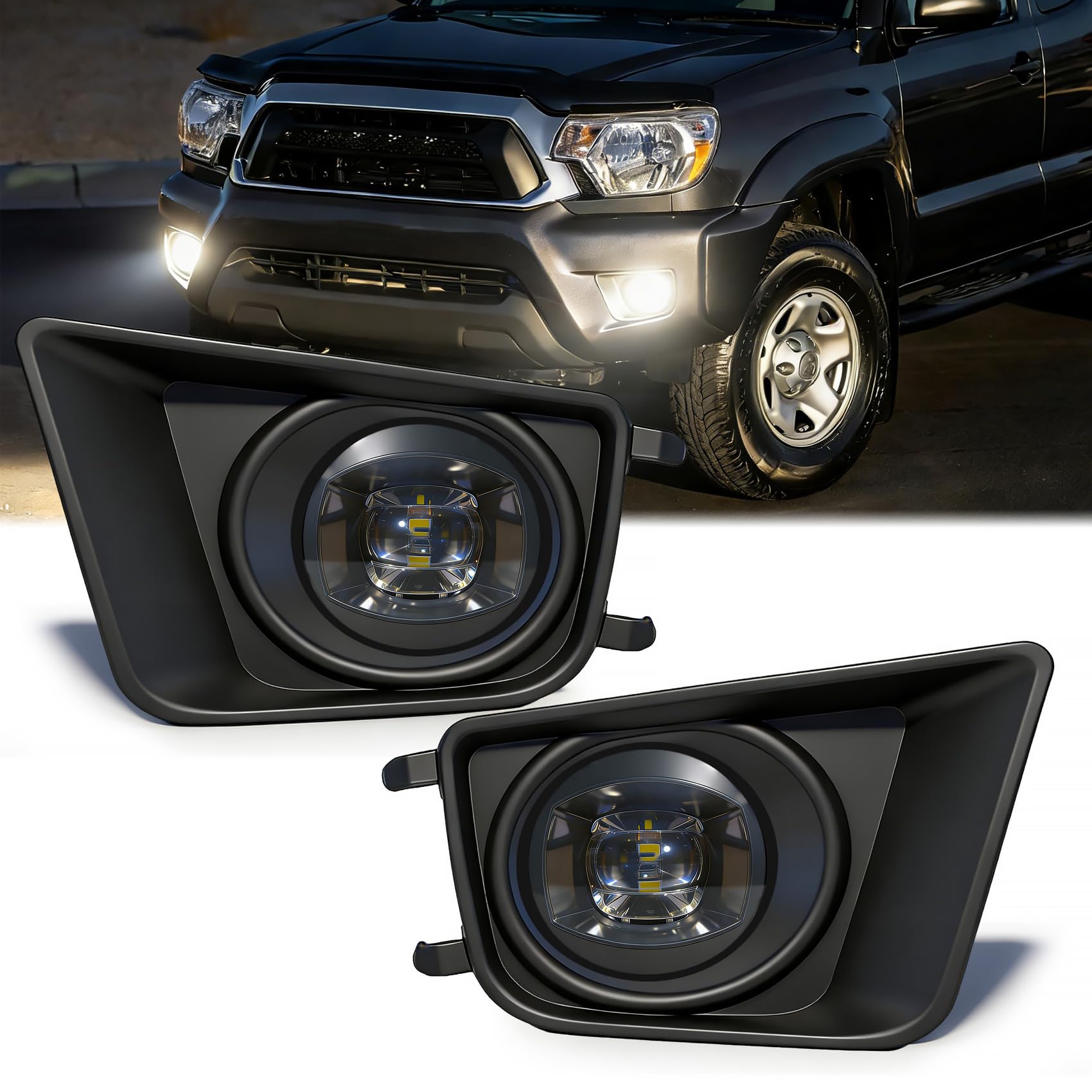 Photo 1 of OKSIWA LED Fog Lights,Compatible with 2012-2015 Toyota Tacoma, Front Bumper Fog Lamps assembly,Plug and Play,Easy to Install,Include Fog Wiring Harness
