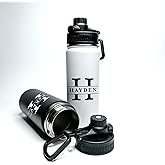 Block Name Personalized Stainless Steel Water Bottle, Vacuum-insulated, 18/32oz Size, Keeps Liquids Pipping Hot or Icy Cold! (Straw or Mouthtop) Custom Monogram Name Bottle, Made in America