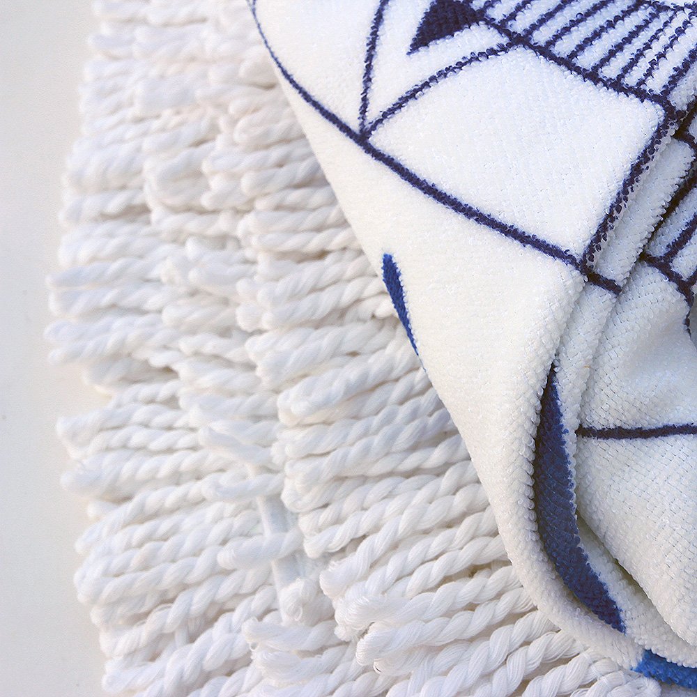 ELECCTV Round Beach Towel, Microfiber Round Beach Blanket for Yoga Mat Picnic Blanket Baby Pet Playing Mat with Fringe Tassels