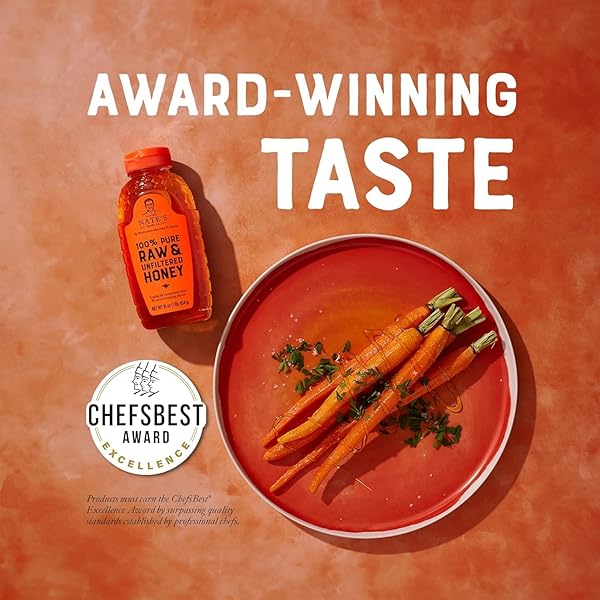 NATE’S 100% PURE, RAW & UNFILTERED HONEY – AWARD-WINNING TASTE, 32OZ. SQUEEZE BOTTLE