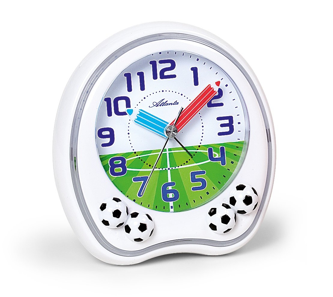 Atlanta Children's Alarm Clock Analogue White Football Soccer - 1719-0F