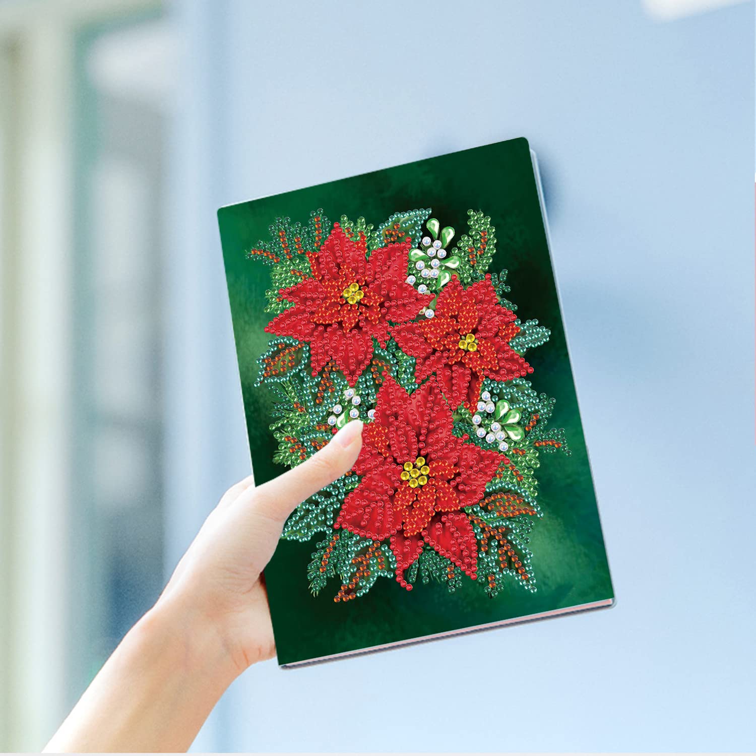 Diamond Painting Notebook A5 Blank Diamond Painting Kids Notebooks Gem Art Notebook Secret Diary Girls Sketchbook for Adults Gifts for Girls Poppy Sketchbook Writing A5 Notebook Journal